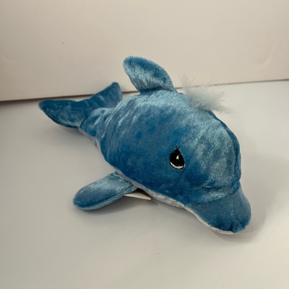 Vtg 1999 Precious Moments Tender Tails Dolphin Blue Plush Animal Beanie